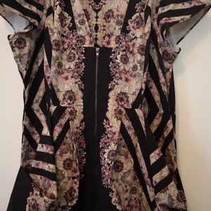 City chic 14/XS floral zip front dress POCKETS!
